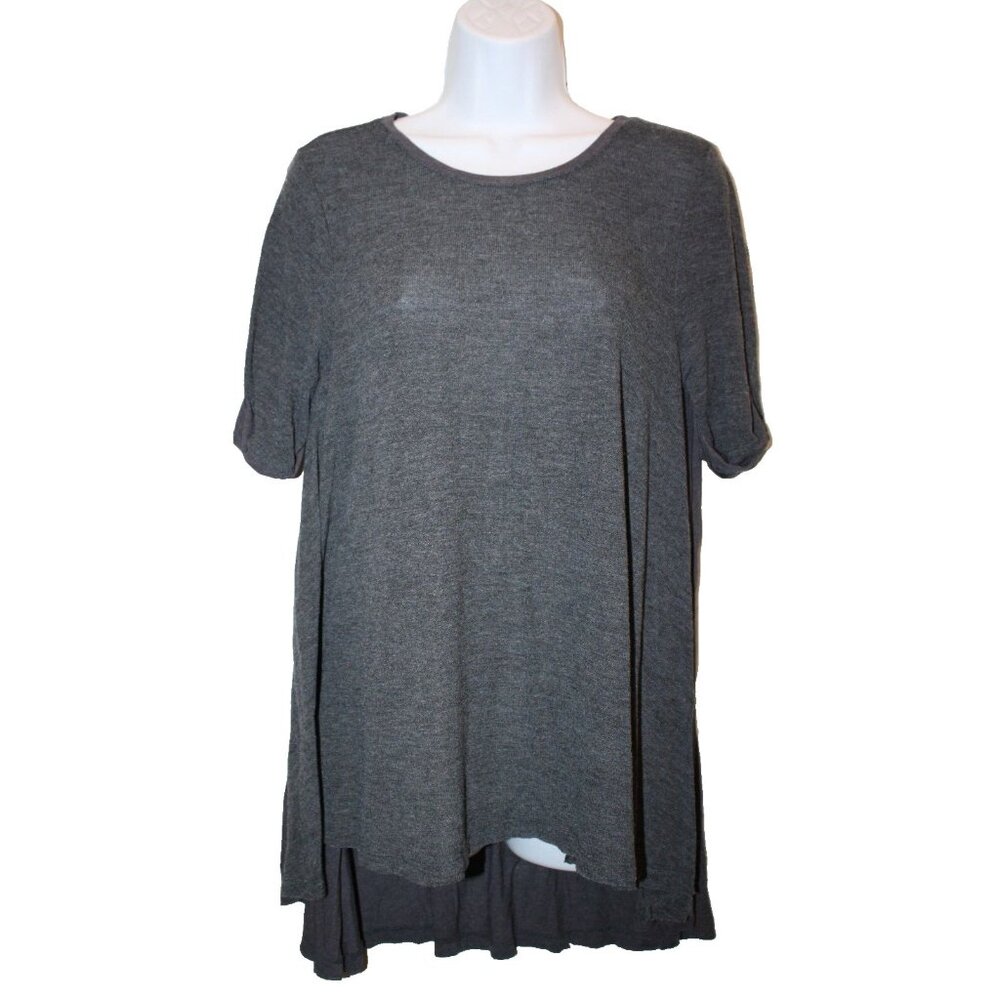 Anama Gray Shirt Top Tee Women's Small S Cuffed Sleeves